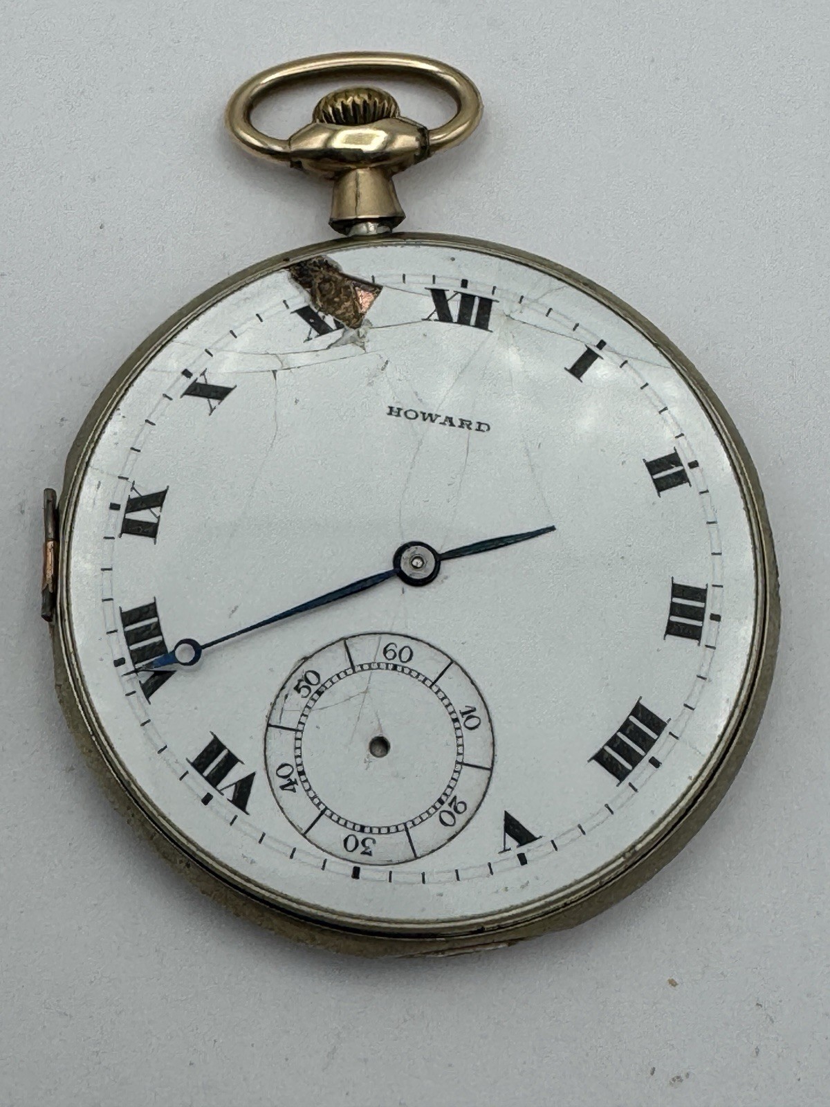 Vintage Howard 12s 17J Series 7 Pocket Watch Movement For Parts Or Repair