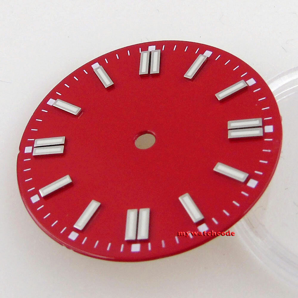 29MM Blue Black White Watch Dial Luminous Marks For Miyota 8215 2824 NH35A NH36A