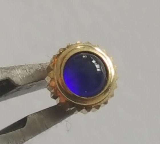 Baume & Mercier Gold Plated Crown With Blue Cabochon Stone Part Number MVO90005