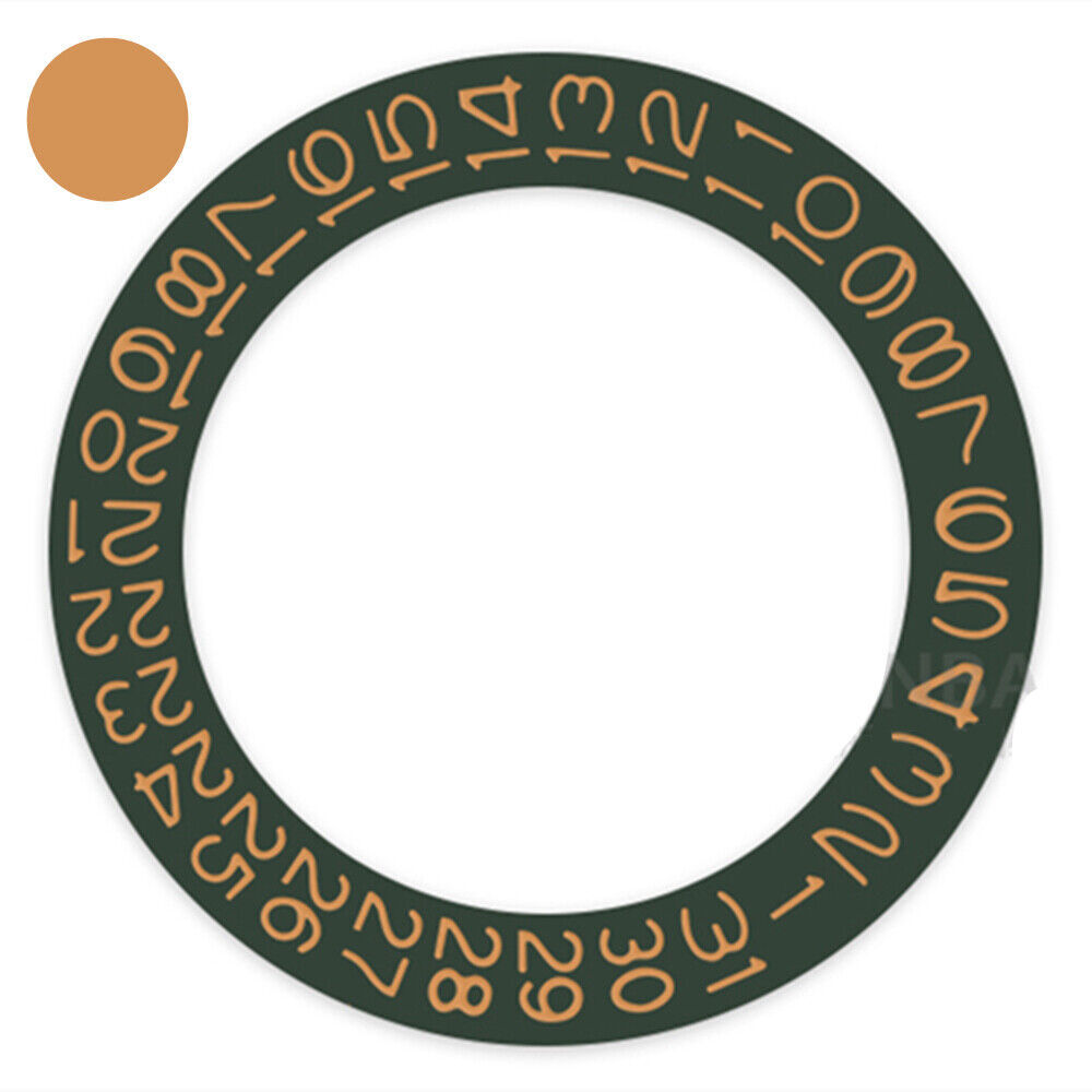 Dark Hunter Green Background Ochre Brown Font Date Wheel for NH35 NH36