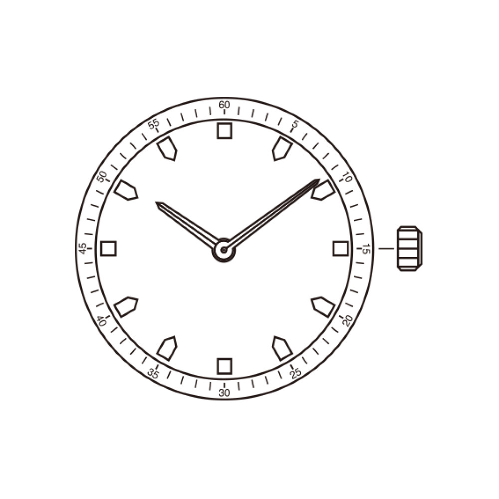 Miyota/Citizen 9T22, 2 Hands, Japan Quartz Super Slim Movement