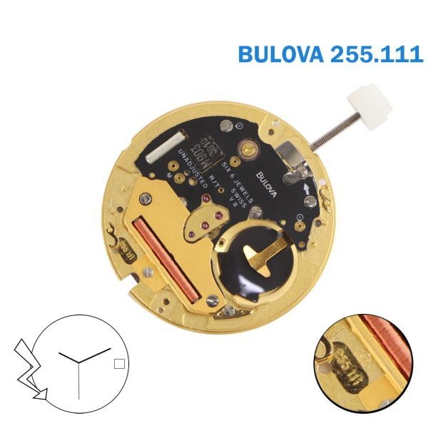 BULOVA ETA 255.111or 255.112 Swiss Movement-3Hands-White Date Disk At 3-6 Jewels
