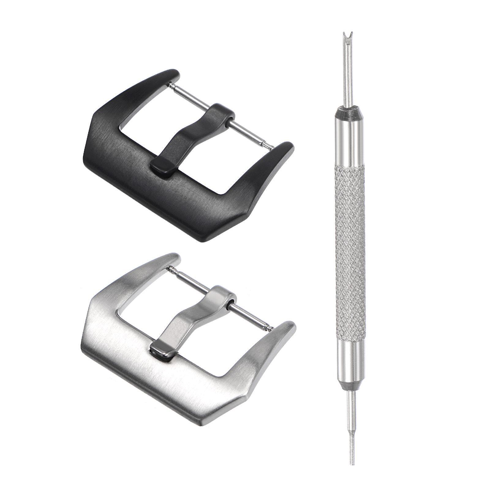 24mm Width SUS304 Black and Silver Frosted Buckle with Spring Bar Remover
