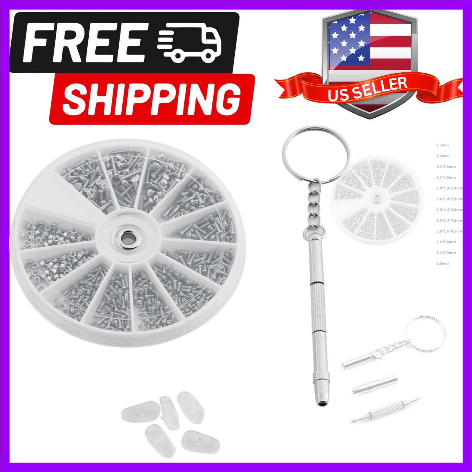 Eyeglass Sunglass Watch Repair Kit, Stainless Steel Screws Nuts Assortment + …