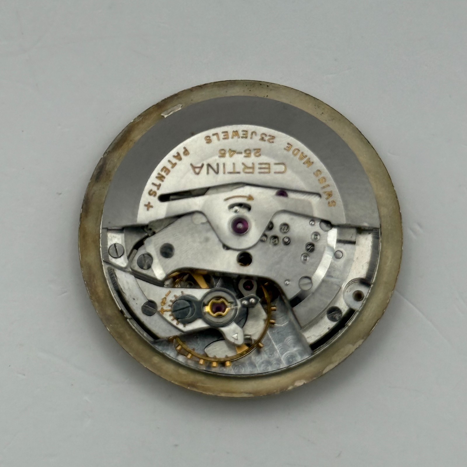 Certina 25-45 Watch Movement 23 Jewels Swiss Automatic Vintage Parts 25.9mm