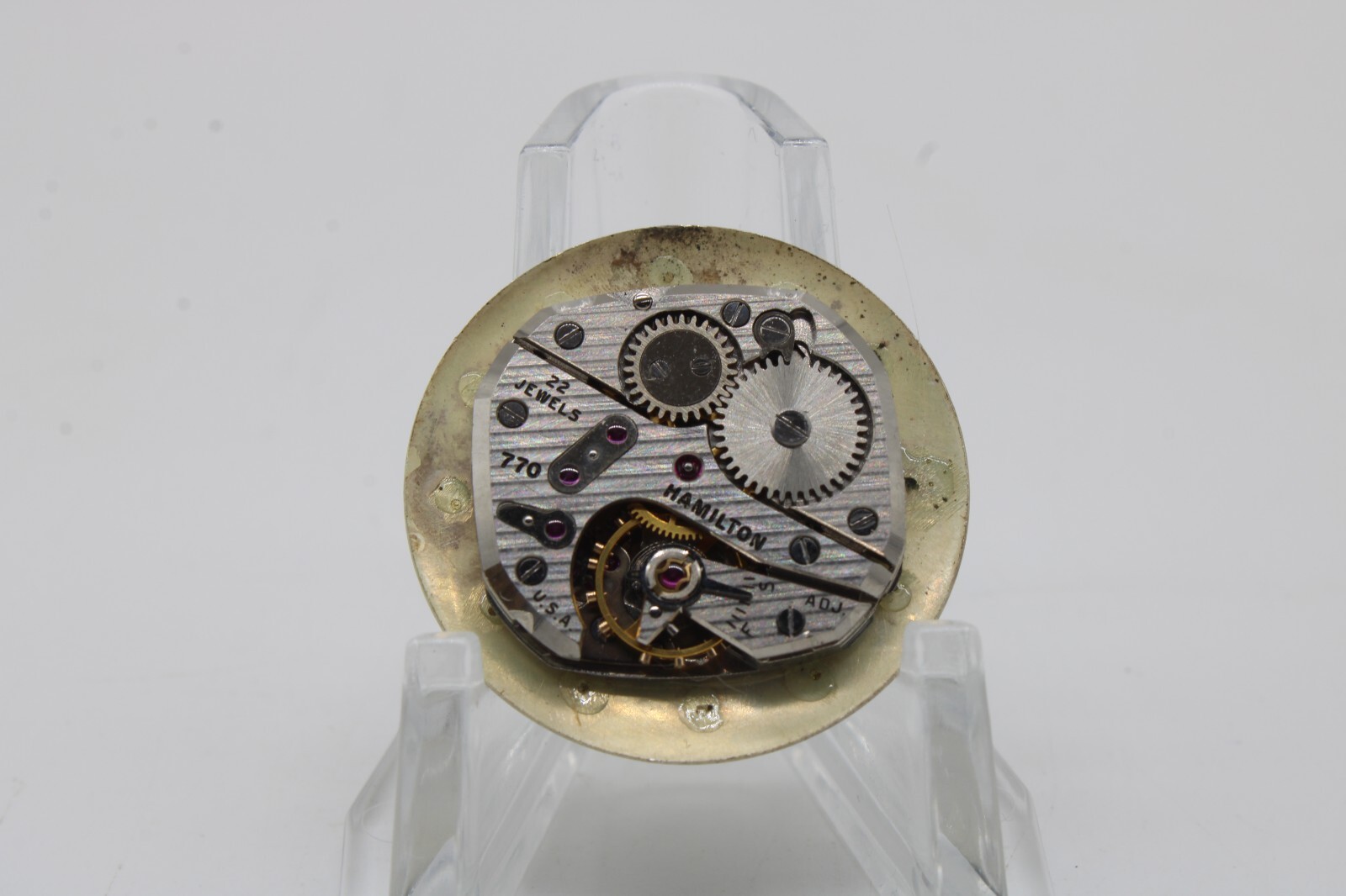 HAMILTON 770 WATCH MOVEMENT USA 22j 20.5x22mm FOR REPAIR (FH2)