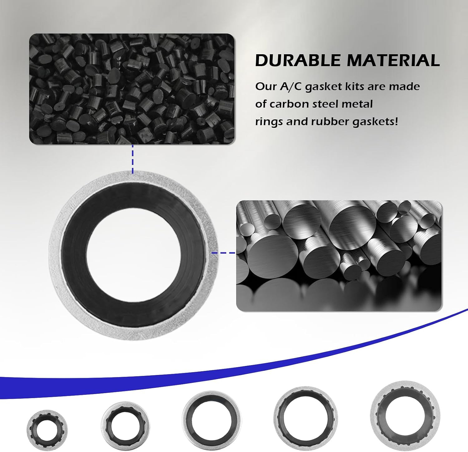 139PCS AC O Ring Kit Contains 30 Sizes,Durable A/C O Ring Assortment Kit with 54