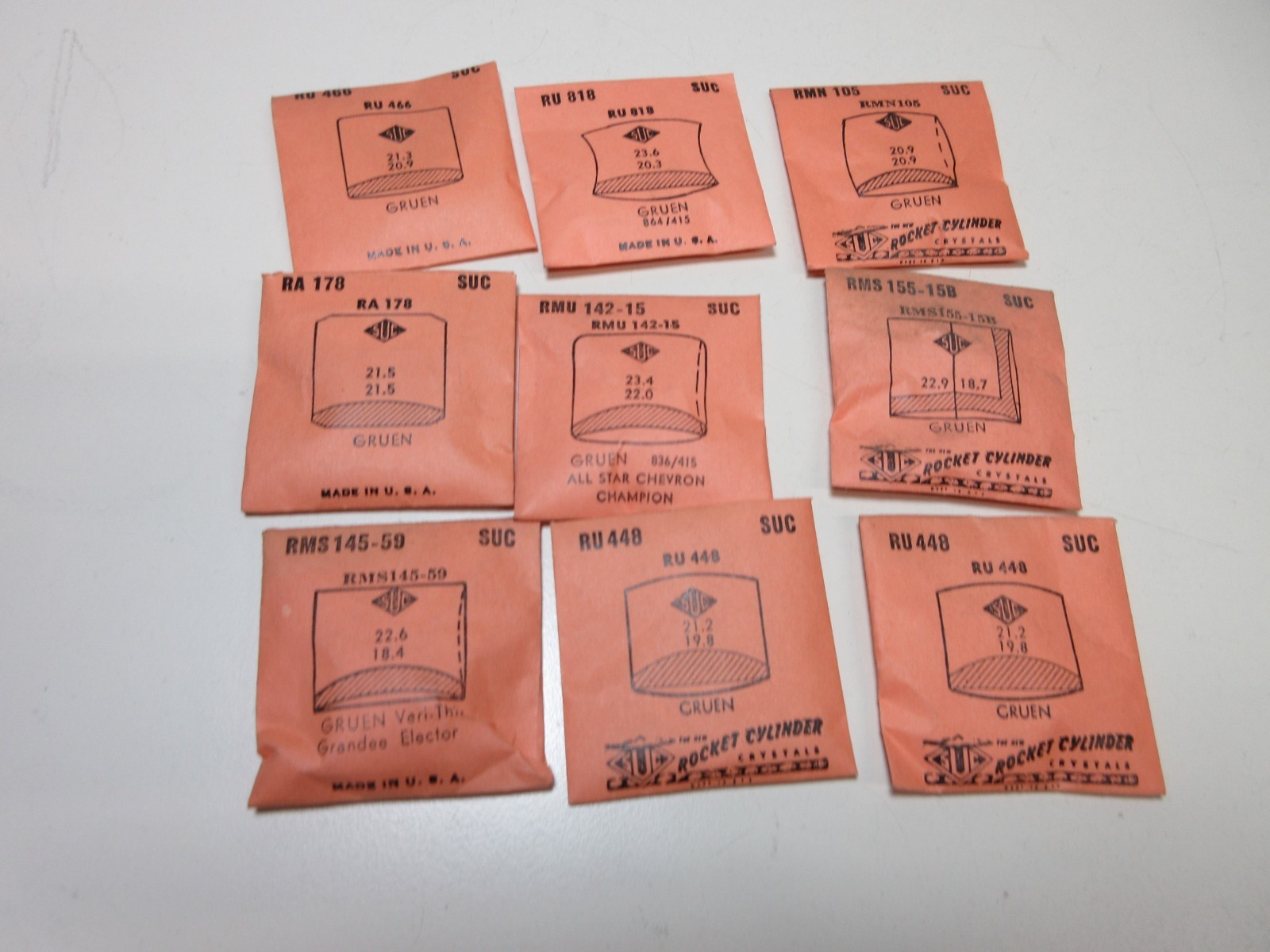 LOT OF SUC FOR GRUEN MENS WATCH CRYSTALS WATCHMAKER REPLACEMENT PARTS #27