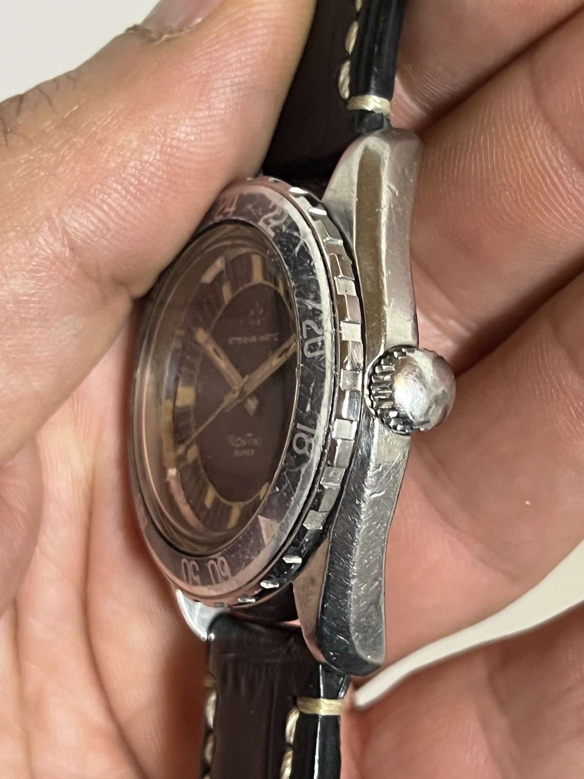 Vintage Eterna Matic Kontiki Super 40 mm Cal.1489K Working Good Read Description