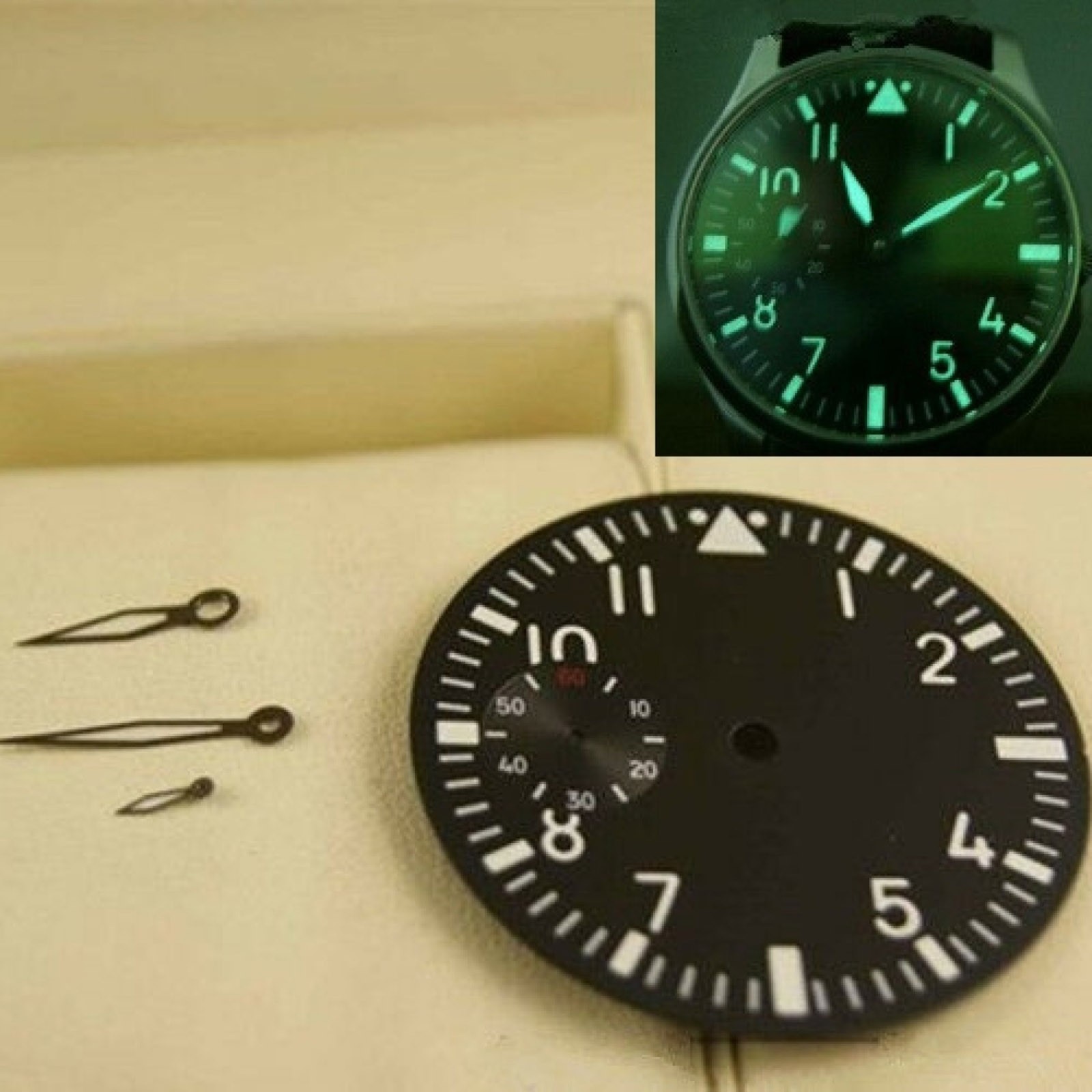28.9mm Green Luminous Watch Dial Face+Hands For Seagull ST3600 ETA 6497 Movement