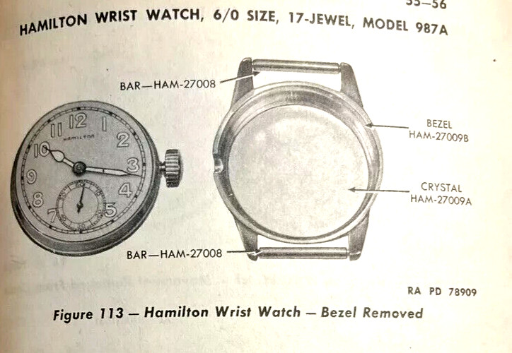 Hamilton 987a 6/0 size WWII Military Steel Watch Crown for Teacup Case