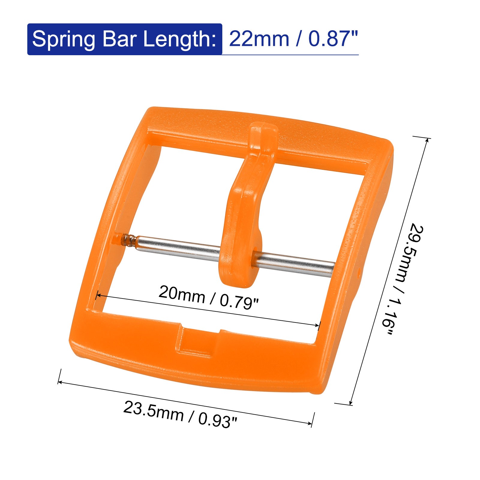 Watch Strap Clasp Plastic Buckle for 20mm Width Watch Bands Orange, 2 Pcs