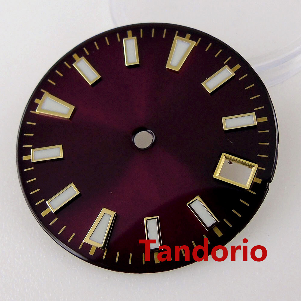 28.5mm Sterile Sunburst Watch Dial Date Lume Fit NH35A NH36A Automatic Movement