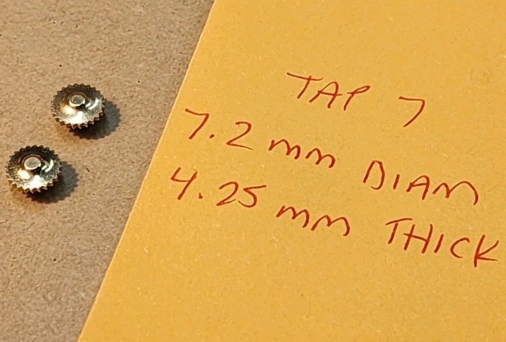 Lot Of 2 Vintage NOS Pocket/Wristwatch Tap 7 Yell GF Dustproof Crowns 7.2mm Diam