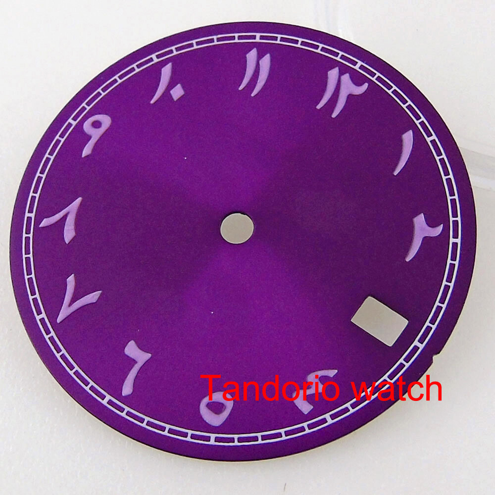 29mm Black Blue Green Pink Purple Watch Dial Luminous Fit NH35 Movement