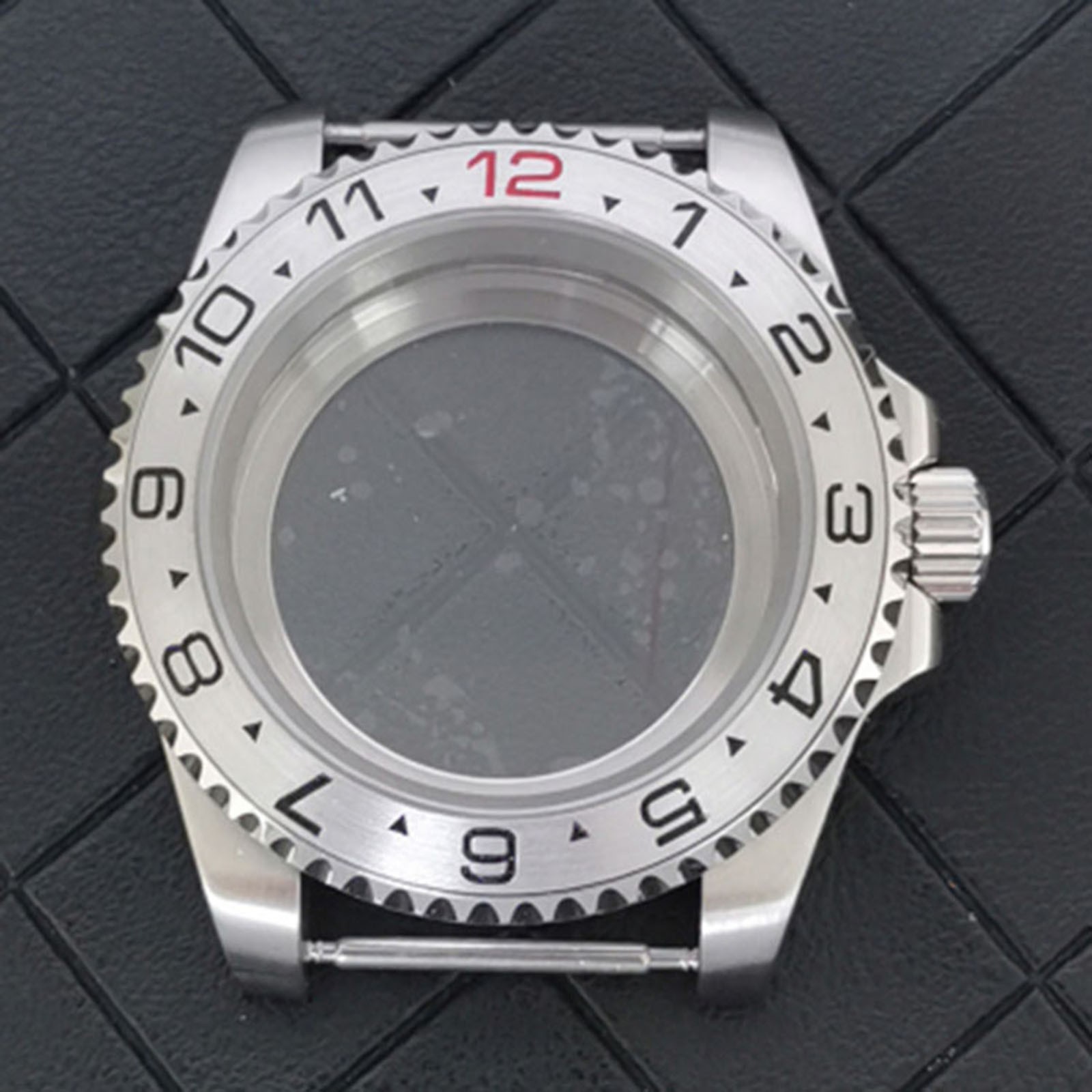 Stainless Steel Watch Case Flat Sapphire Glass Case Shell For NH34 GMT Movement