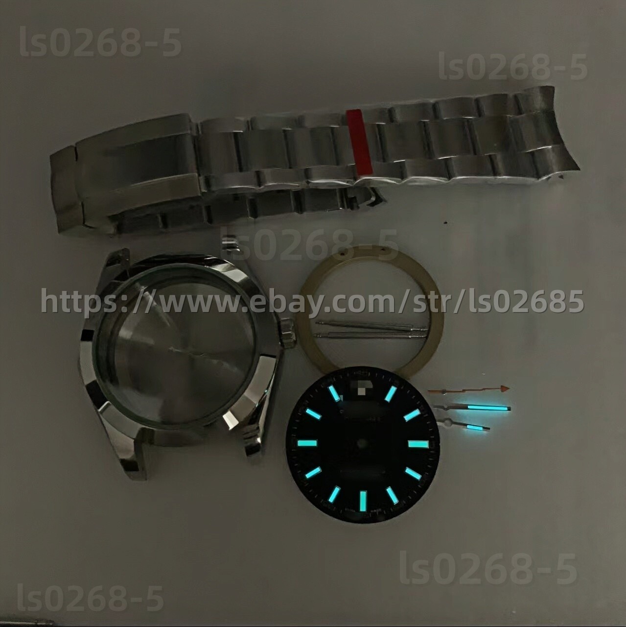 DIY SET for 2824 watch case + dial + hands + Stainless Steel Strap 40mm