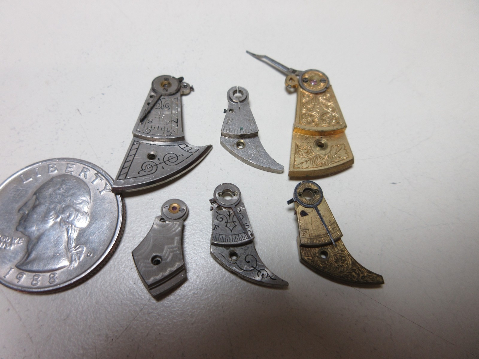 VTG LOT OF POCKET WATCH BALANCE COCKS BRIDGE WATCHMAKER REPLACEMENT PARTS #8