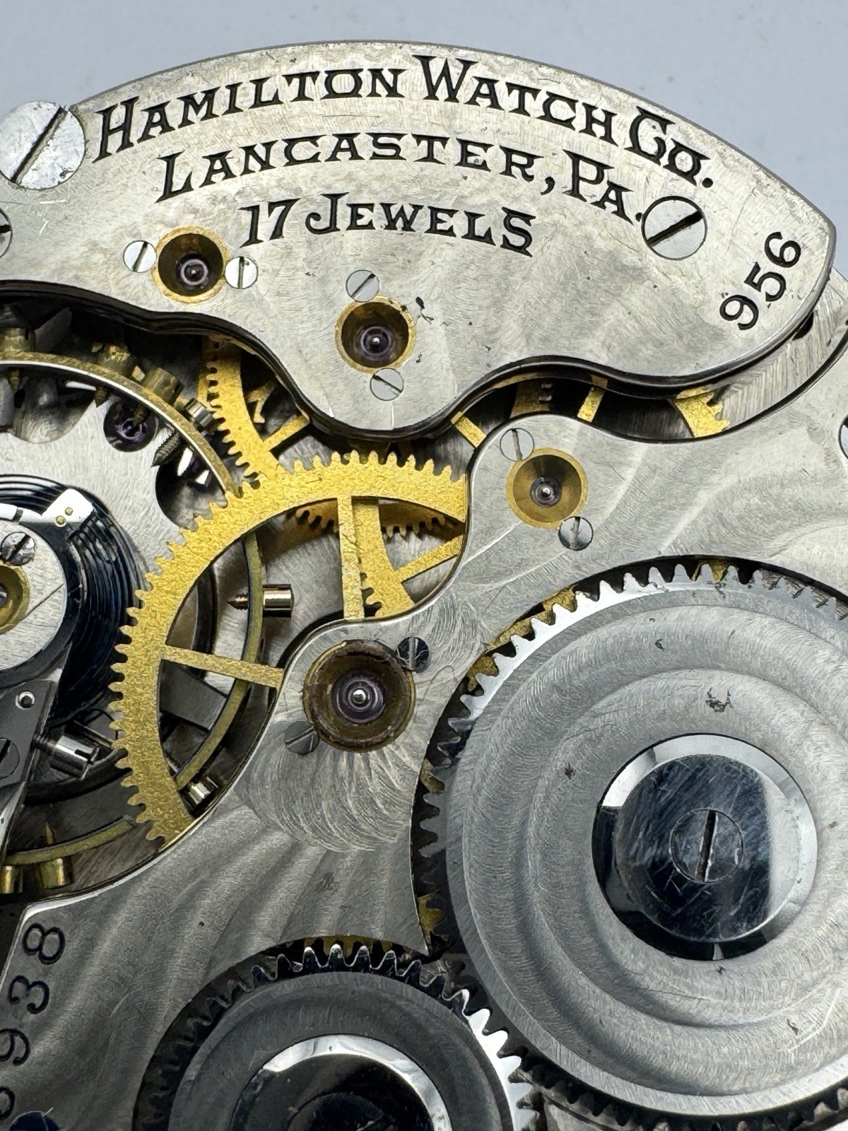 Vintage Hamilton 16s 17J 956 Pocket Watch Movement For Parts Or Repair