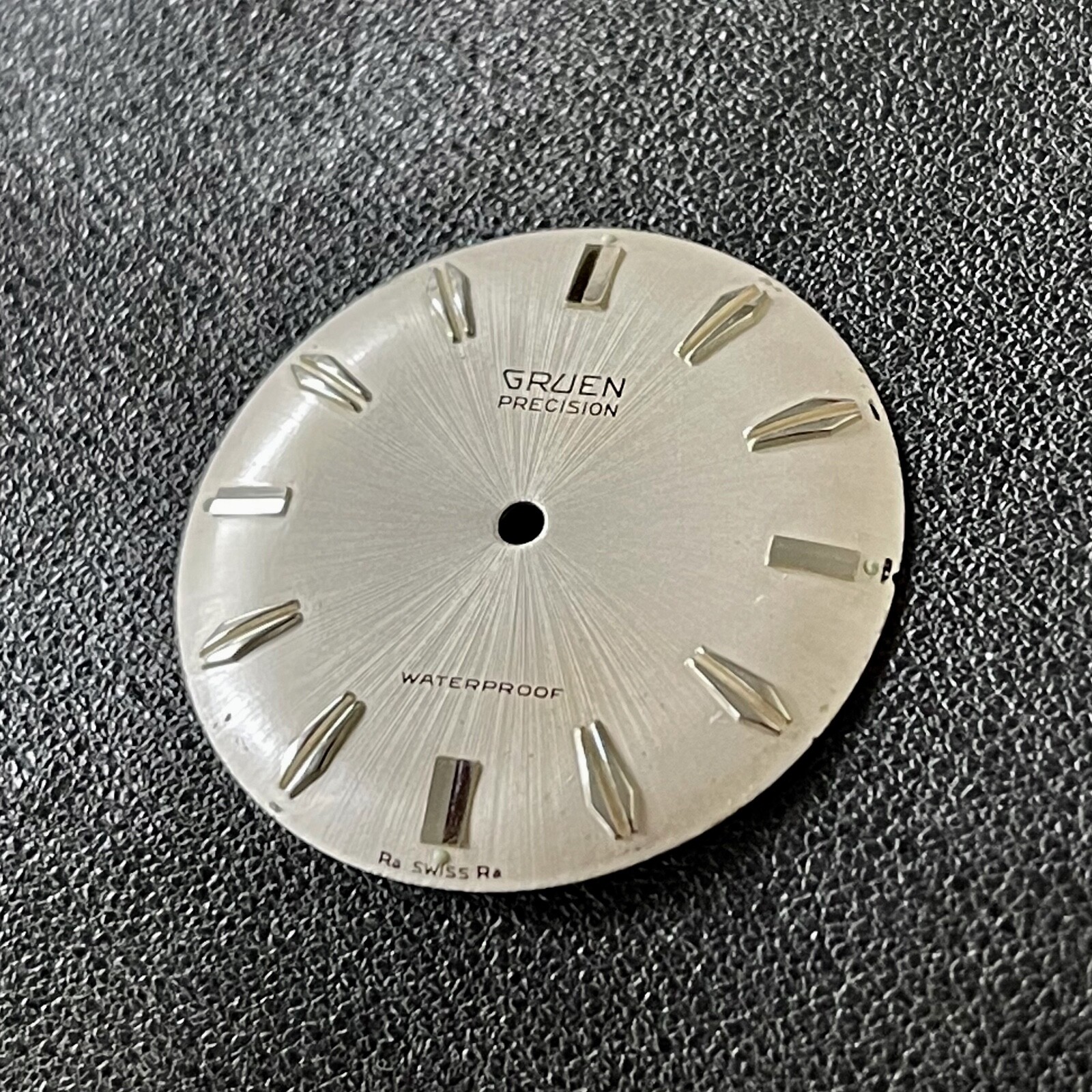 Vintage Gruen 510 starburst watch dial raised silver markers 28.9mm 1950s NOS