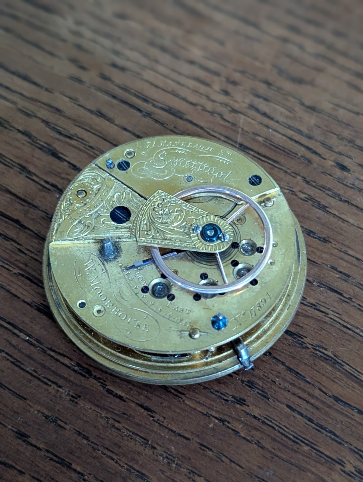 W Moorehouse Liverpool Fusee Pocket Watch Movement to Restore, Good Bal #S675