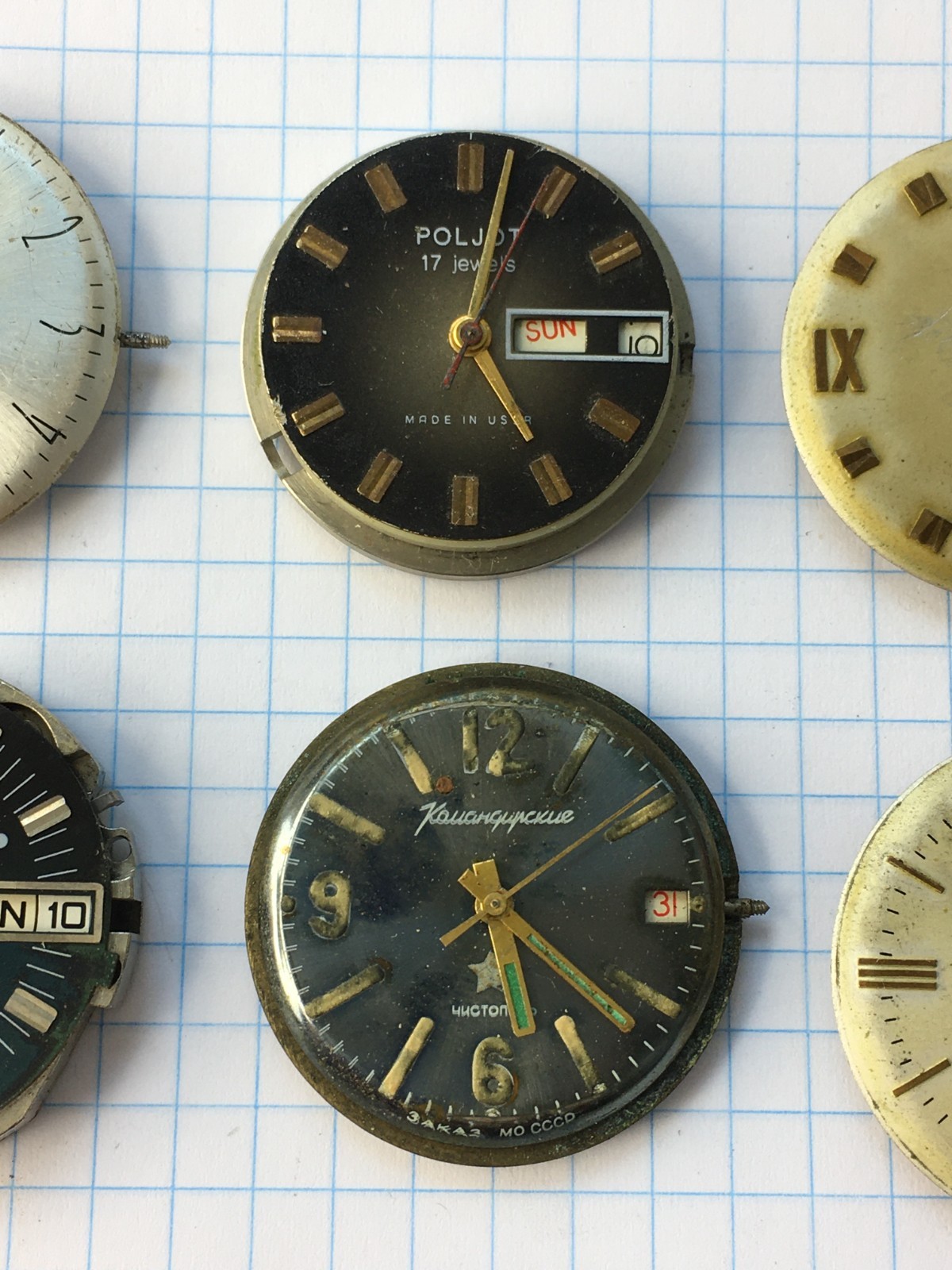 MOVEMENTS (12pcs) FOR MENS WRIST WATCH Slava Vostok Poljot USSR for parts