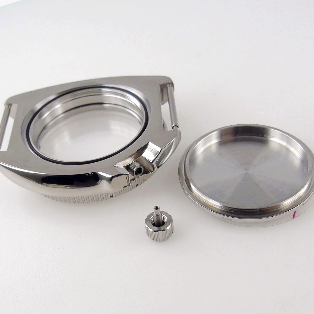 44mm Sapphire Glass Automatic Turtle Watch Case Fit NH35 NH36 4.1 o’clock crown