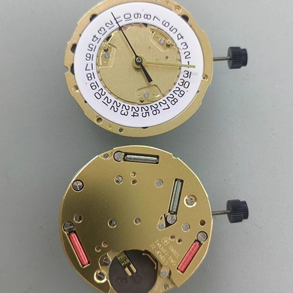 Swiss Made ETA 251.272 Quartz Watch Movement 3 Hands Date at 4 Golden Mechanism