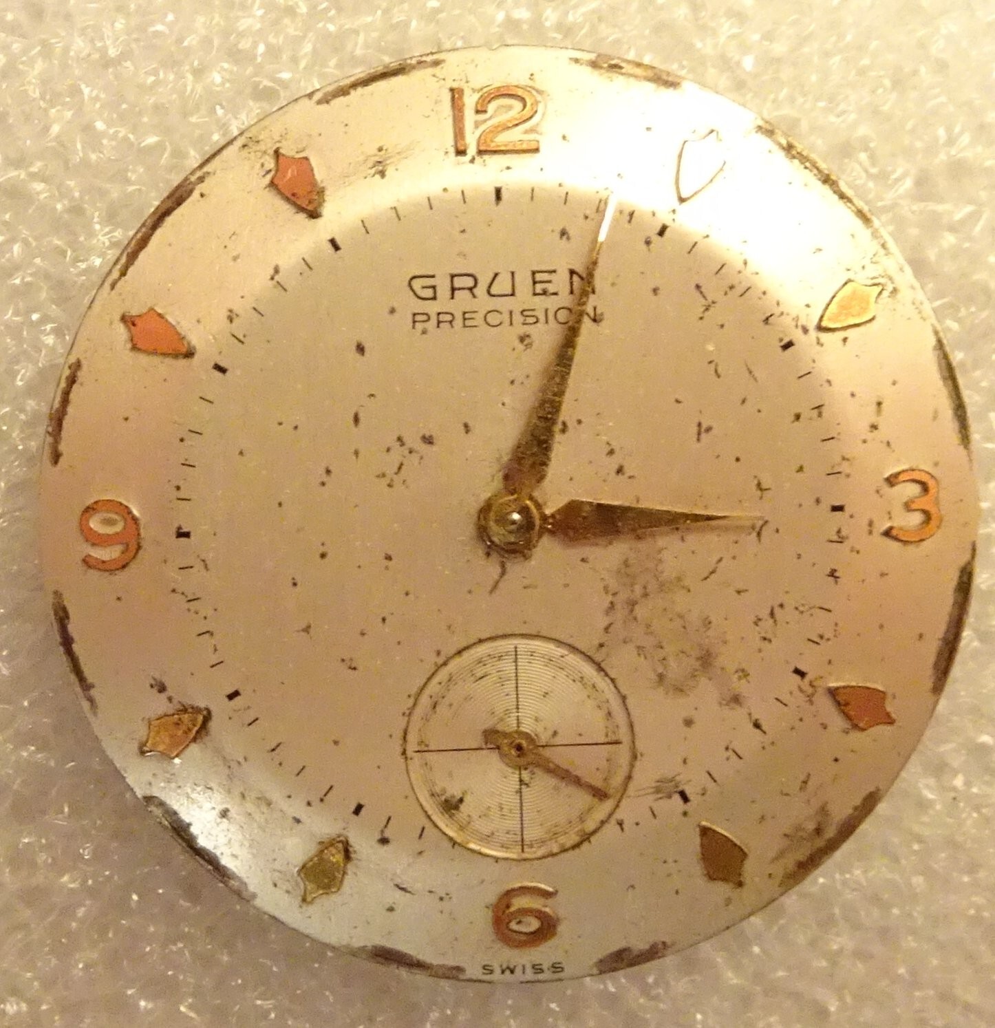 Gruen Wristwatch Movement 17J Men’s Vintage Parts or Repair 415 Precision