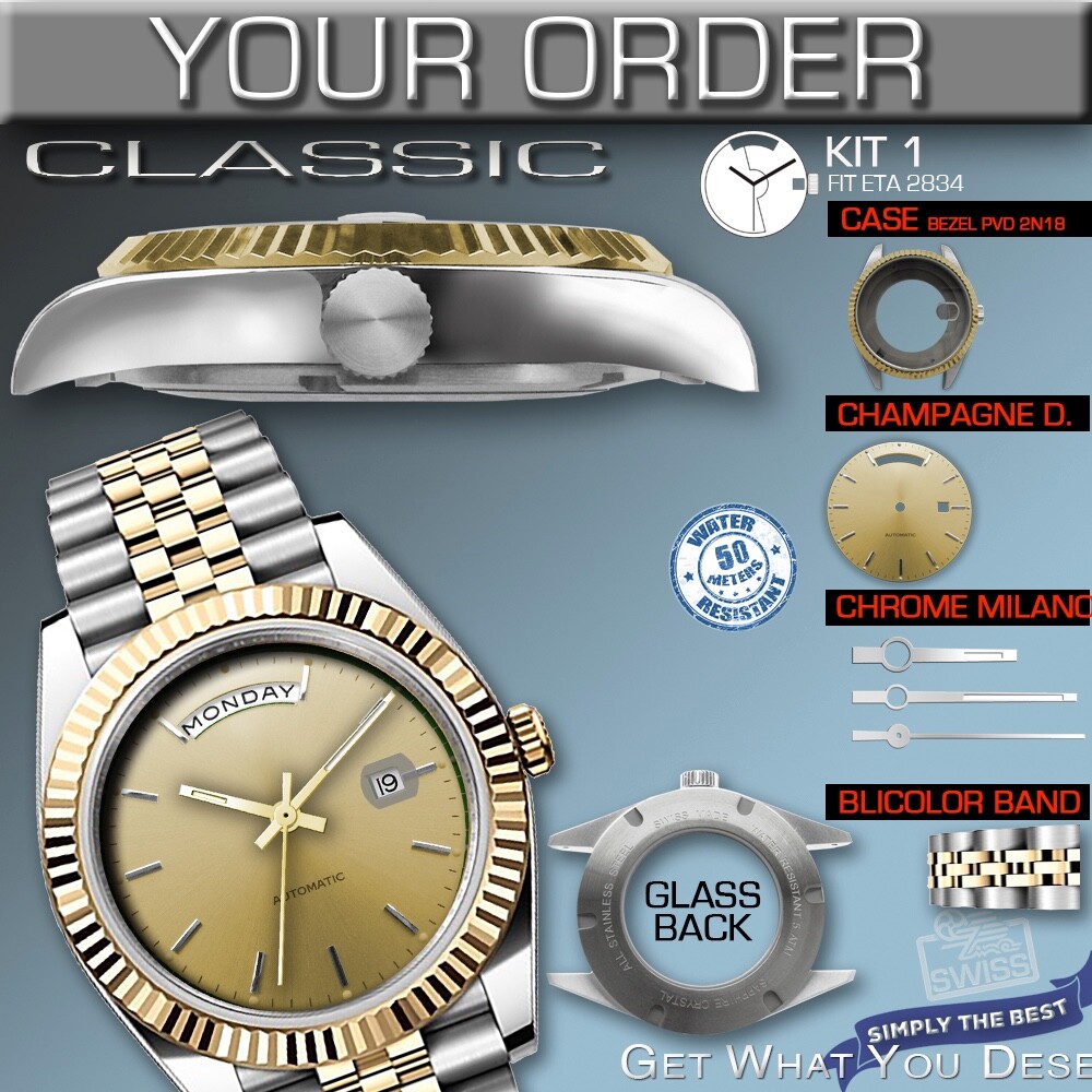 DO IT YOURSELF KIT: CLASSIC CASE Ø 40 MM – FIT ETA 2834 KIT: 6 VARIATIONS