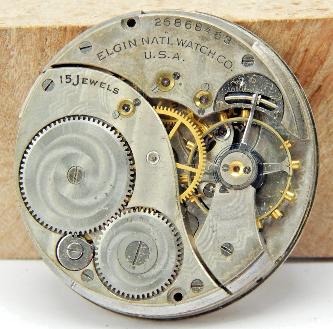 Antique 1924 Elgin 315 12s 15 jewel Openface pocket watch movement with dial