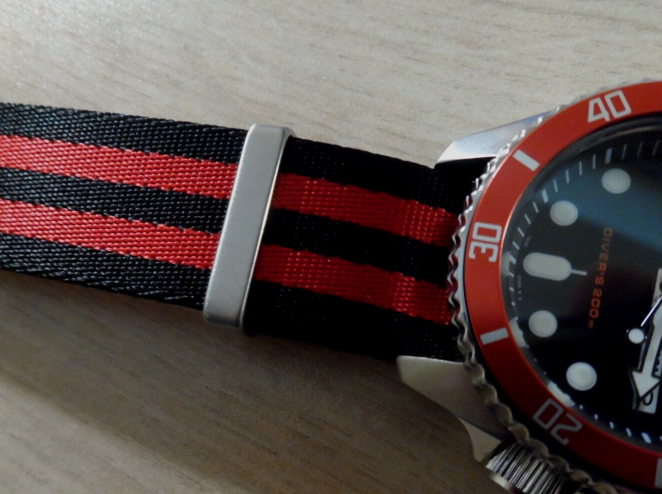 Flat Aluminum Bezel Insert for Seiko SKX SRPD Bezel Black Red and Adhesive Ring