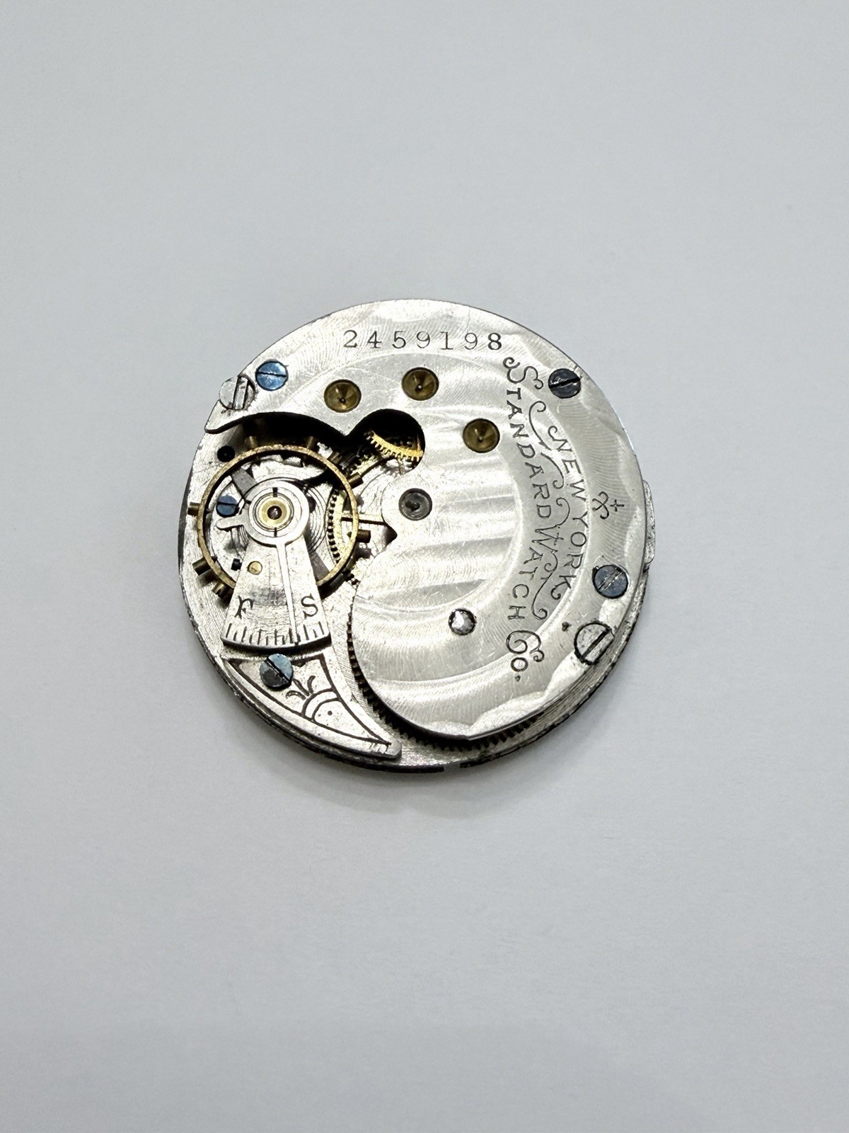 Vintage New York Standard Watch Co Pocket Watch Dial & Movement 34mm PARTS