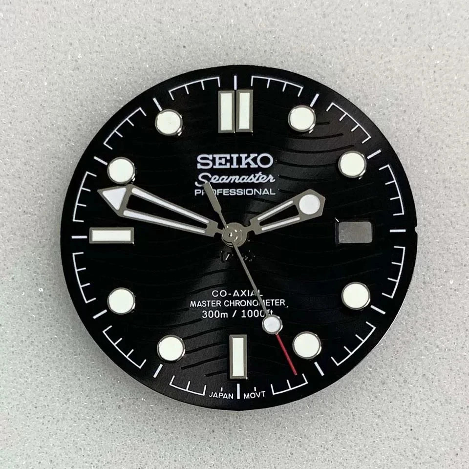 31.8mm Black Watch Dial+Hands Green Luminous for NH35 NH36 Movement Watch Parts