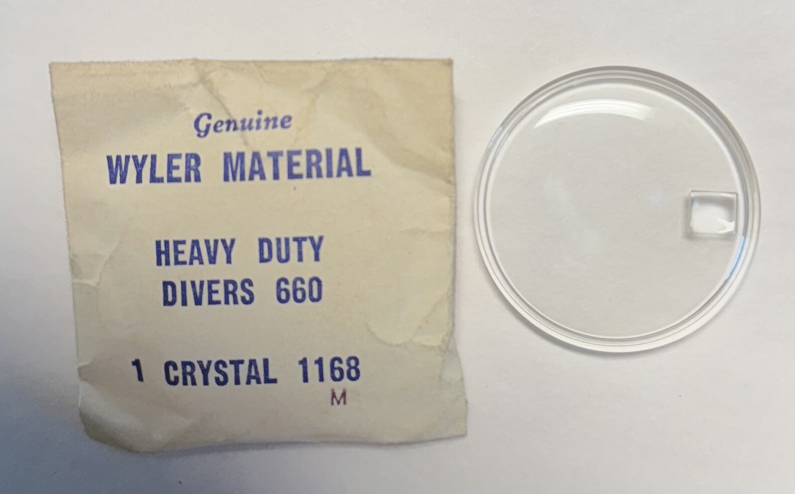 NOS Vintage Genuine Wyler Heavy Duty Divers 666 Case # 1168 M Watch Crystal