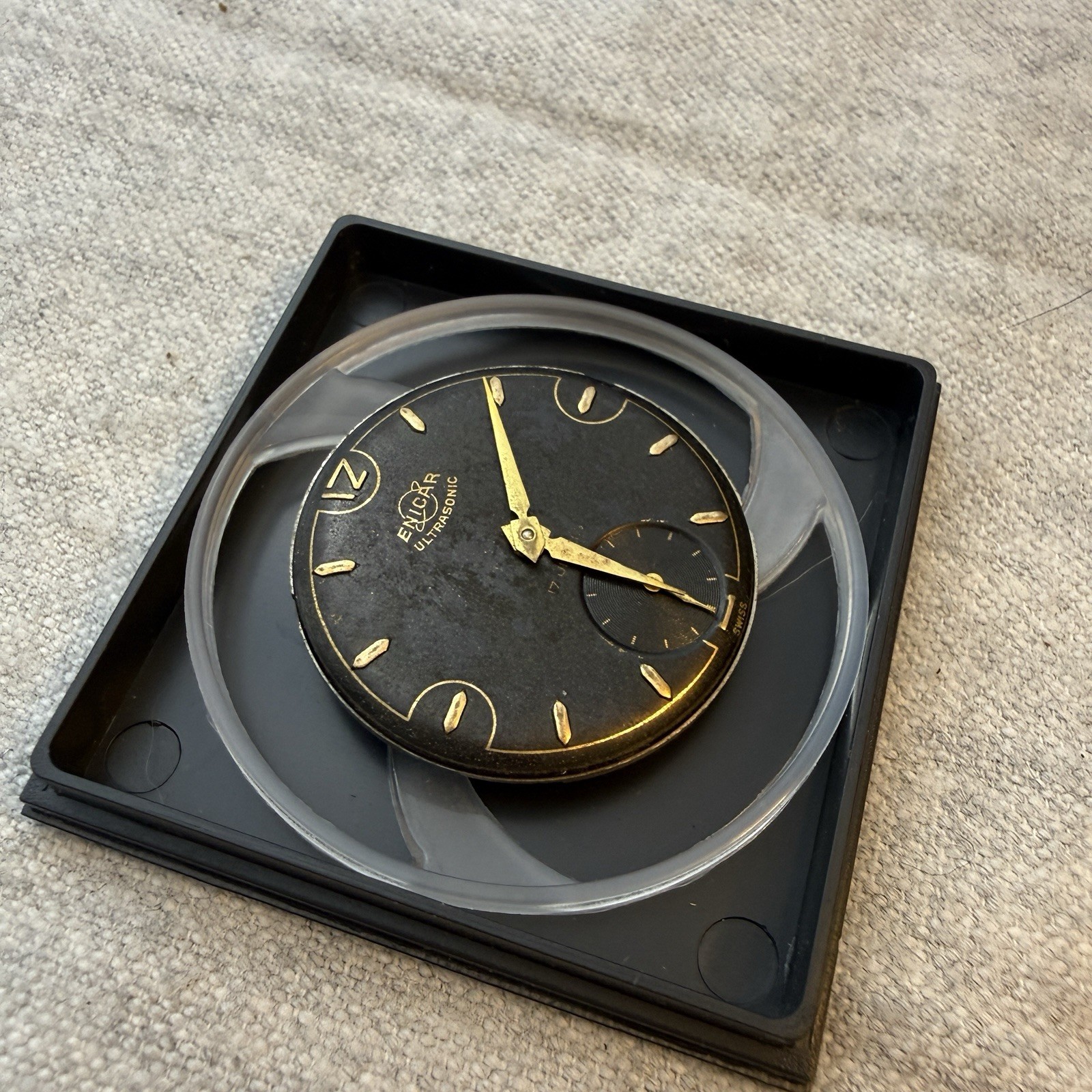 Enicar Ultrasonic 17 Jewels Manual Movement Dial Hands Parts Repair Swiss