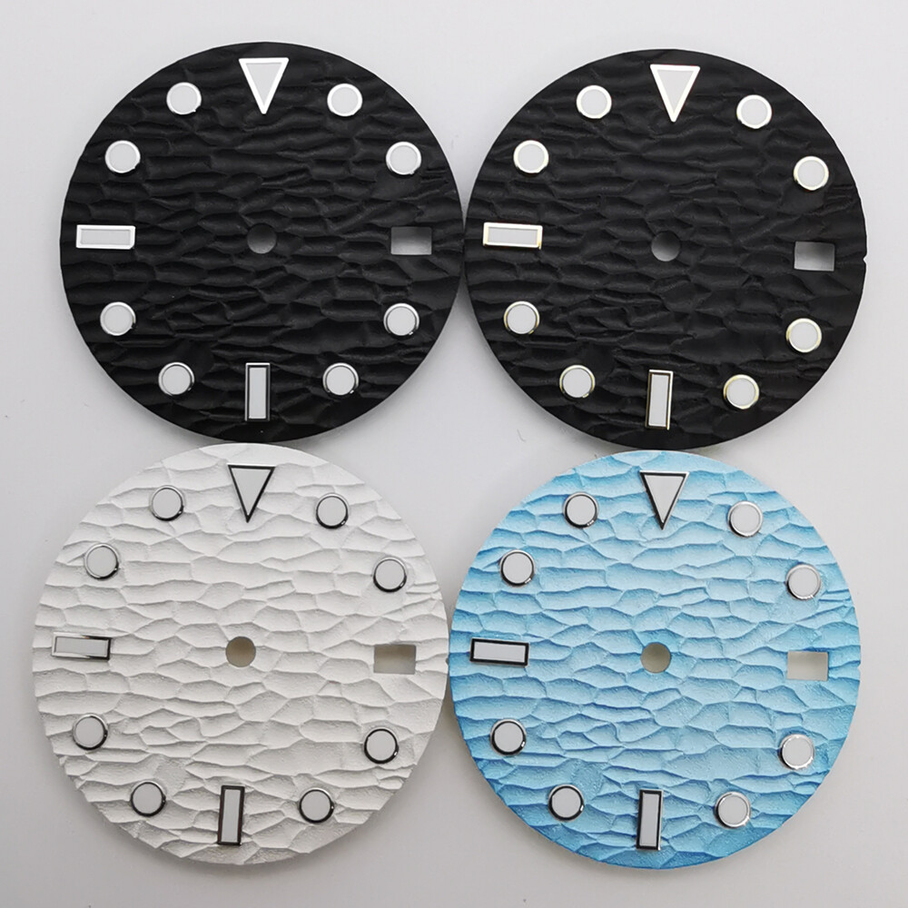 28.5mm black white blue sterile ripple luminous watch dial fit NH35 movement
