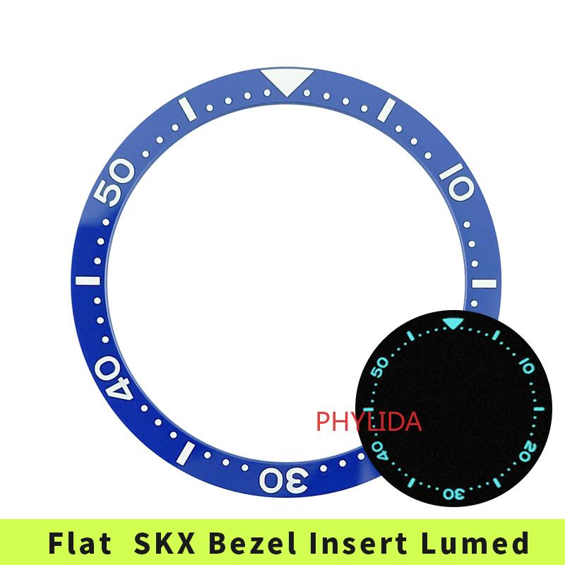 NEW Blue Flat 38mm BGW9 C3 Lume Ceramic Bezel Insert SKX007 Mod Parts