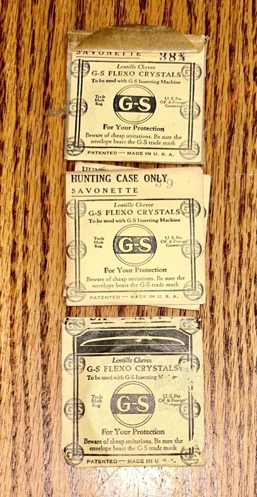 4 G-S Flexo Crystals Lentille Chevee Hunting Case Only Savonette NOS