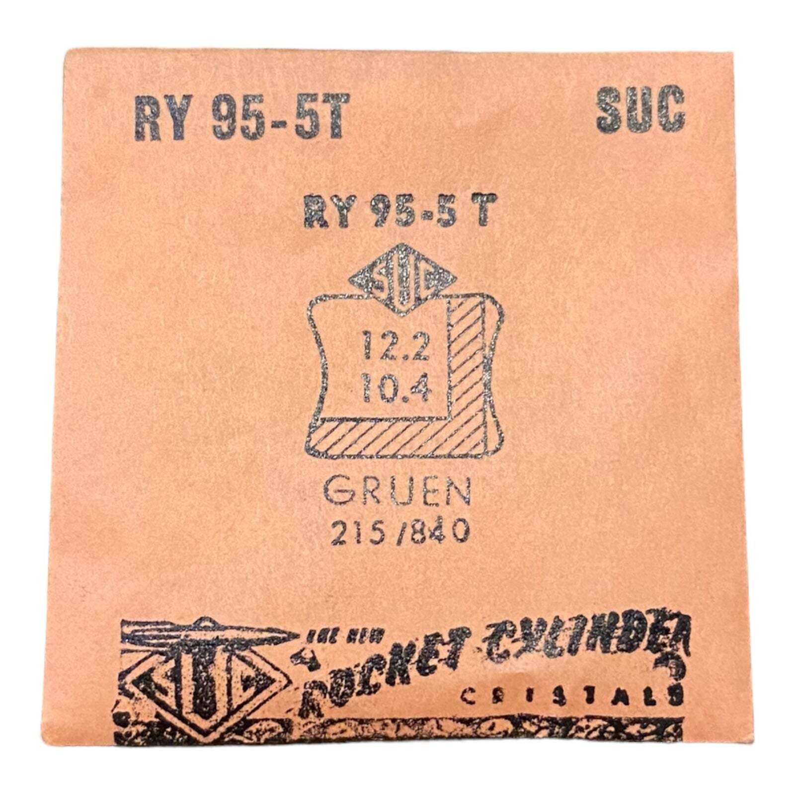 SUC RY95-5T Watch Crystal 12.2×10.4 NOS Part Rocket Cylinder Gruen