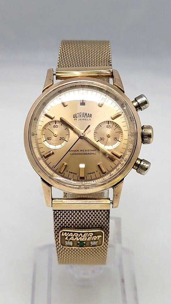 🔥🔥 Very.. Very Rare! & Vintage! ULTRAMAR – WARNER LAMBERT 10 K GF, Wristwatch!