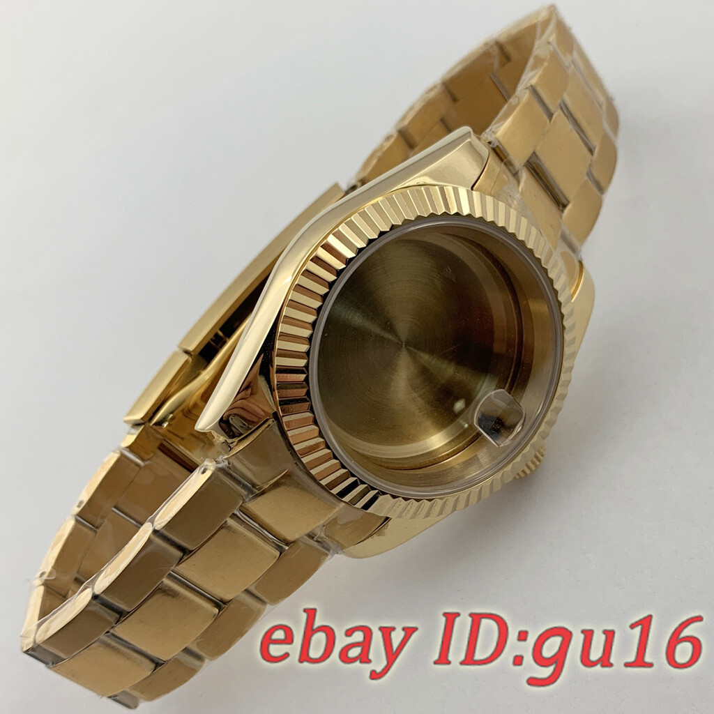 36mm/40mm Gold Oyster strap Watch case Fit NH35 NH36 ETA 2824/2836 Miyota 8215