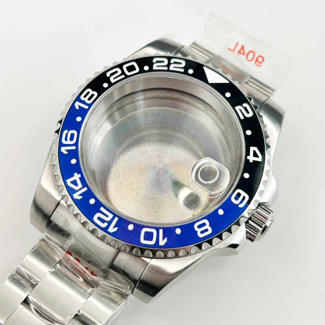 Silver 40mm Watch Steel 24 Hour Batman Dive Case For NH34 NH35 NH36 Mod Parts