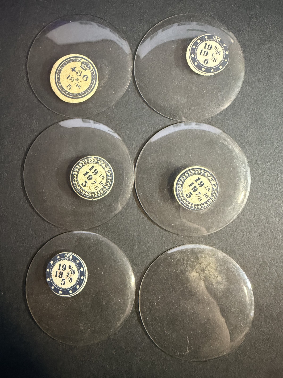 LOT OF 6 GLASS POCKET WATCH CRYSTALS SIZE 19 REPLACEMENT PARTS
