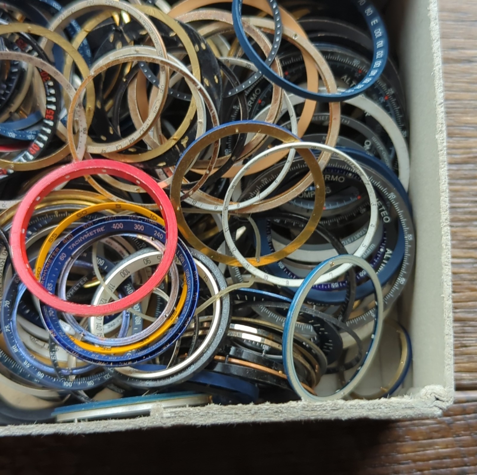 Large Lot of VTG Watch Tachy, Crystal, Case & Dial Inserts Watch Parts