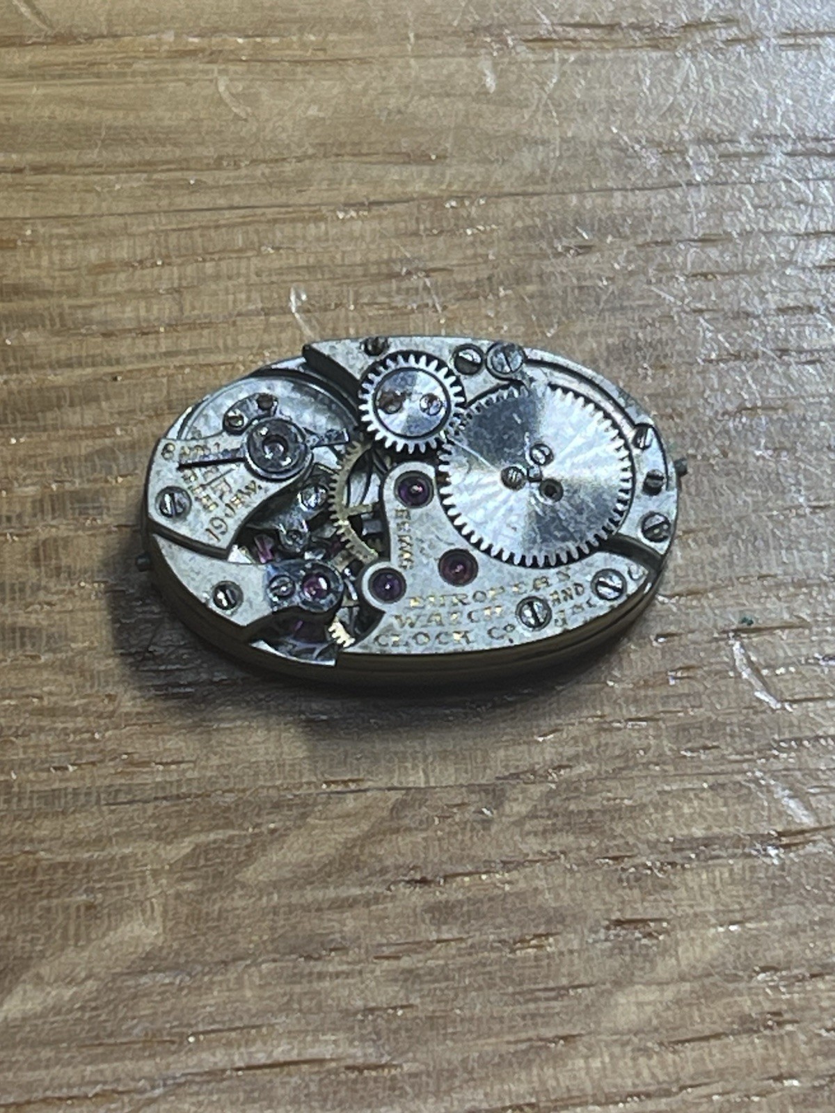 European Watch & Clock Co. Movement 19 Jewels 8 Adj. Swiss Made Vintage 25230
