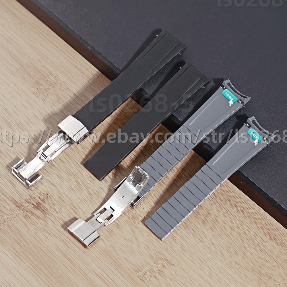 20mm Fluororubber Watch Strap Quick Release Folding Buckle Extended Length