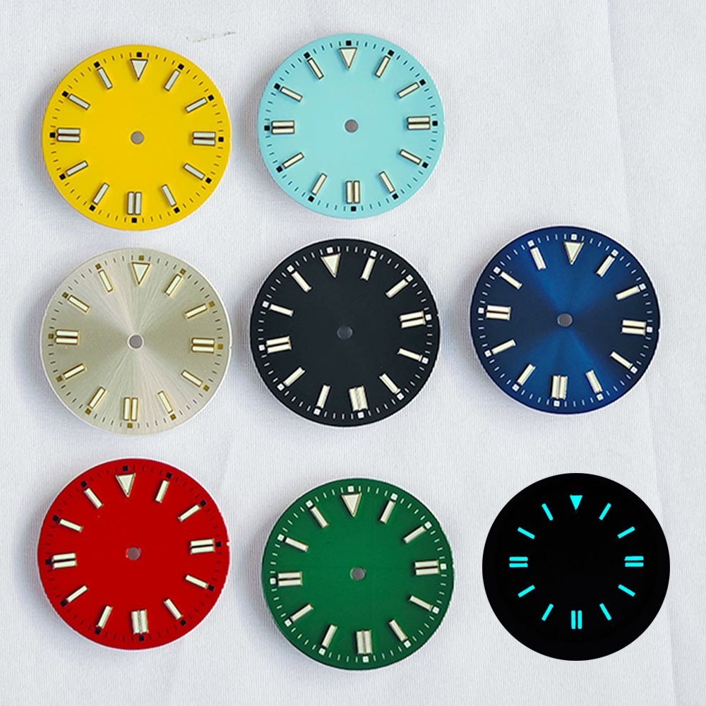 28.5mm Custom Logo Watch Dial For NH35 NH36 Movement Blue Green Luminous Faces