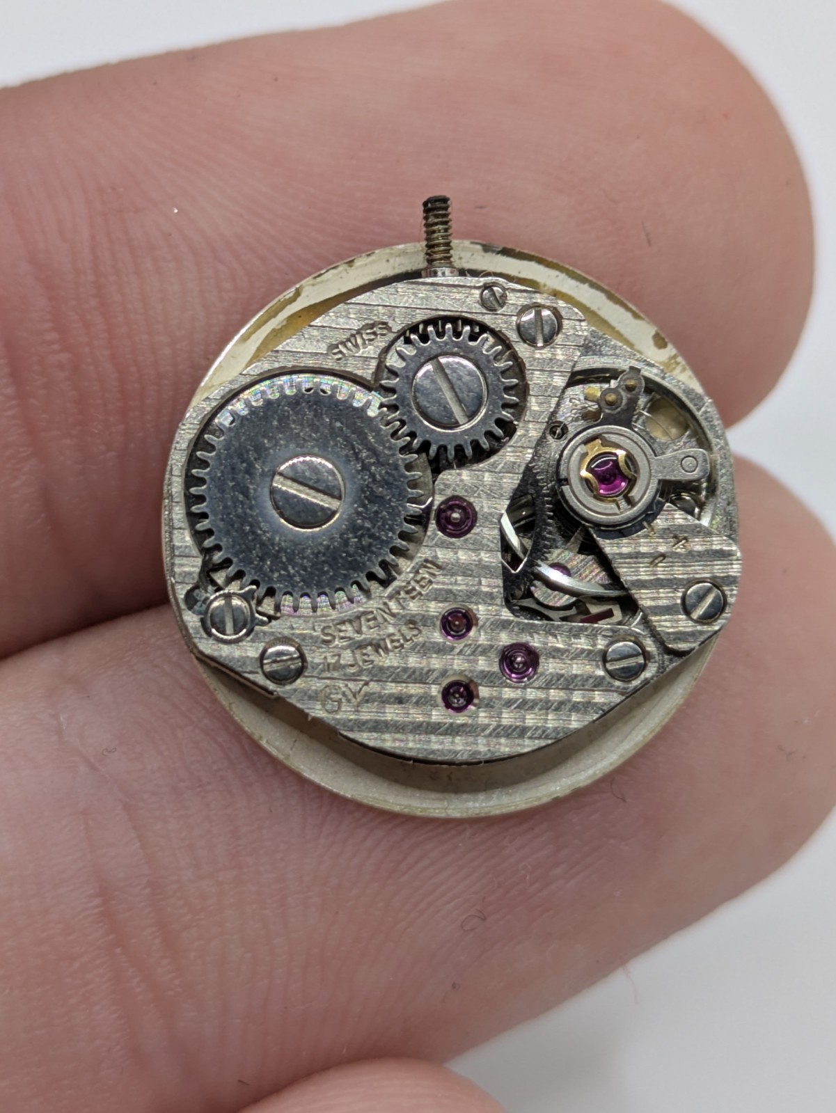 FHF ST 69-21 Smiths Manual Wind Watch Movement Dial Hands 17J 19mm