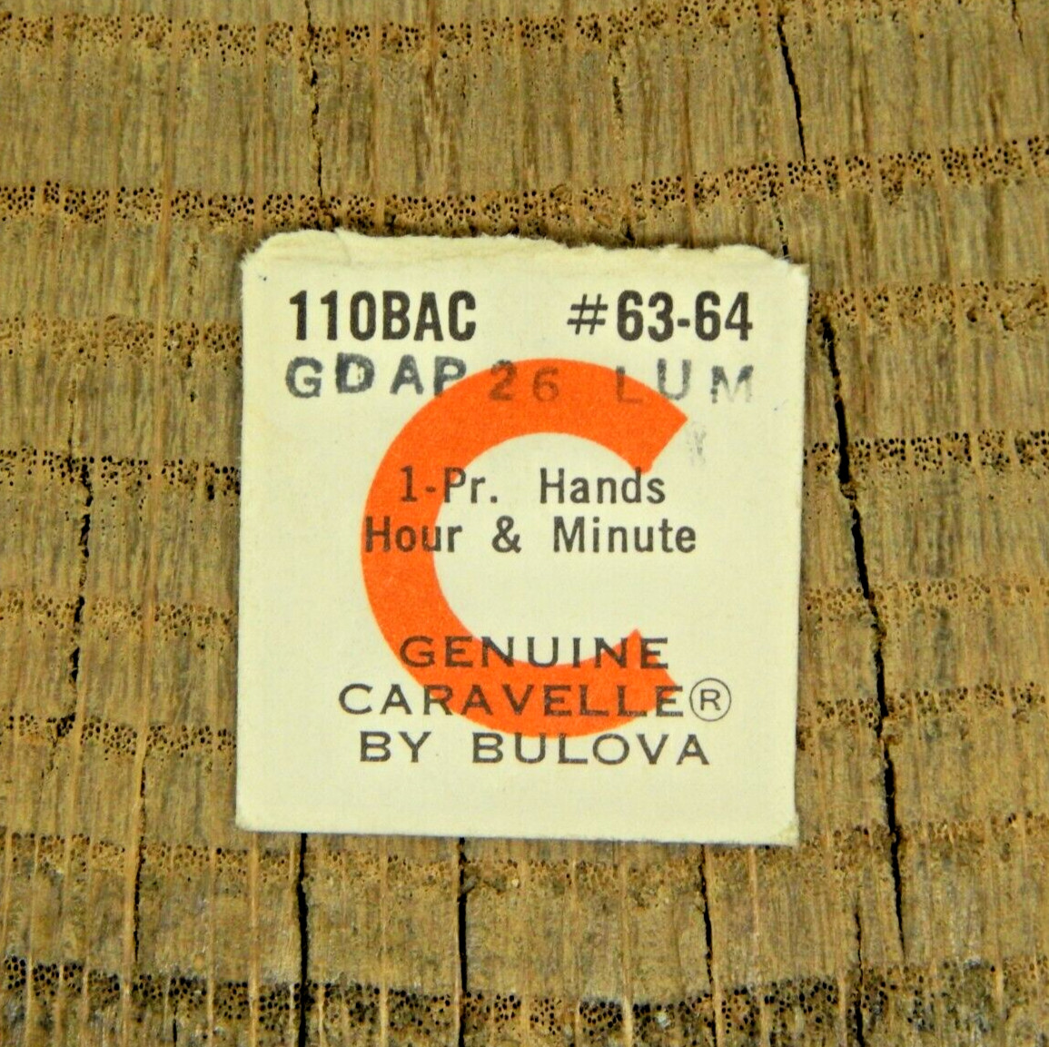 Genuine Caravelle 11OBAC GDAP 26 LUM Set of Hands Watch Part 63-64 NOS